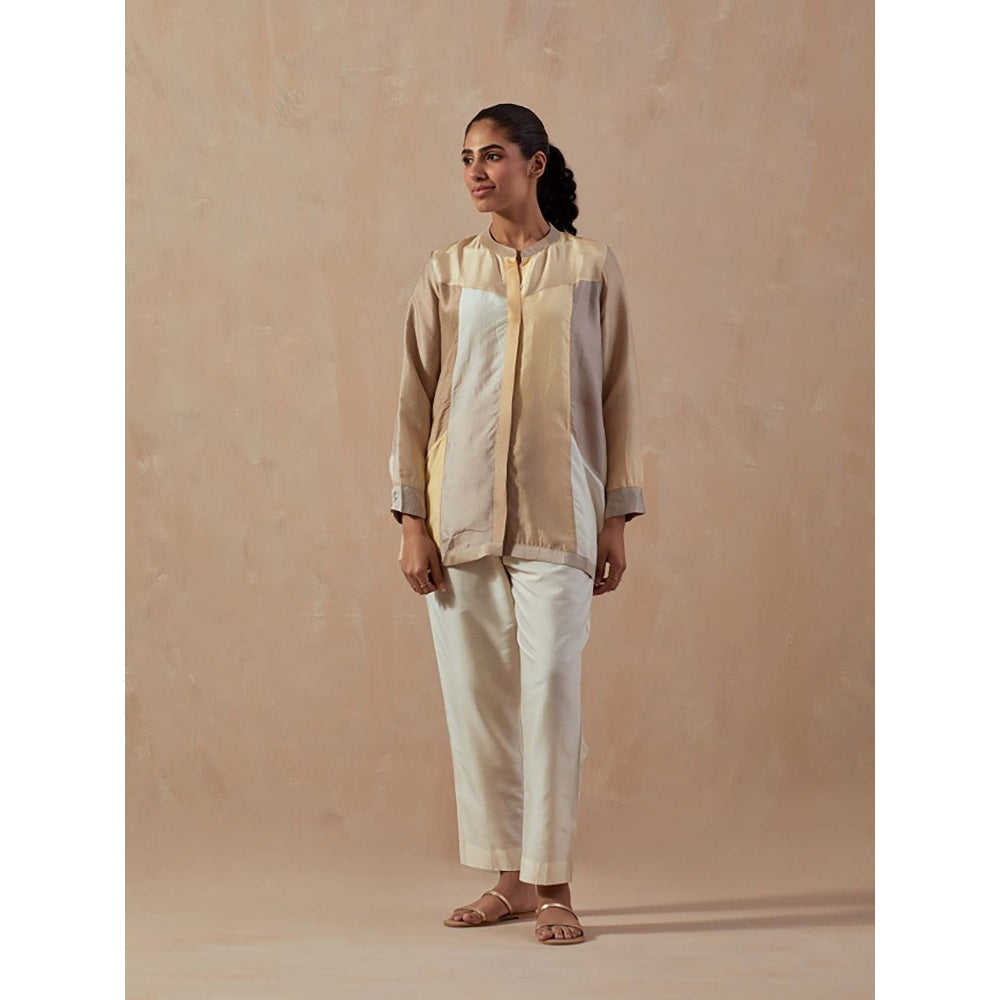 Meghna Panchmatia Beige Ombre Colour Blocked Shirt