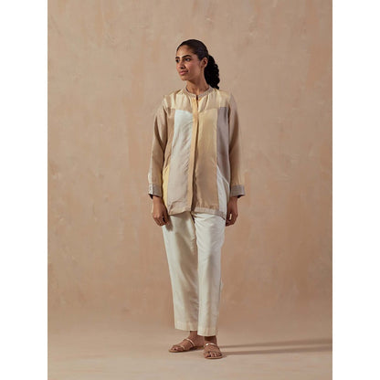Meghna Panchmatia Beige Ombre Colour Blocked Shirt