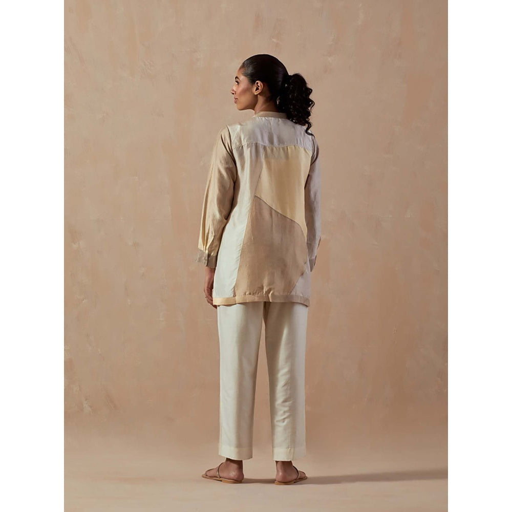 Meghna Panchmatia Beige Ombre Colour Blocked Shirt