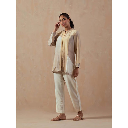 Meghna Panchmatia Beige Ombre Colour Blocked Shirt