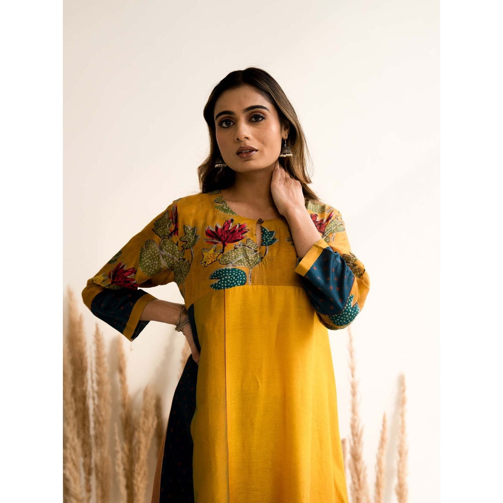 Meghna Panchmatia Yellow Kurta with Dupatta and Pant (Set of 3)