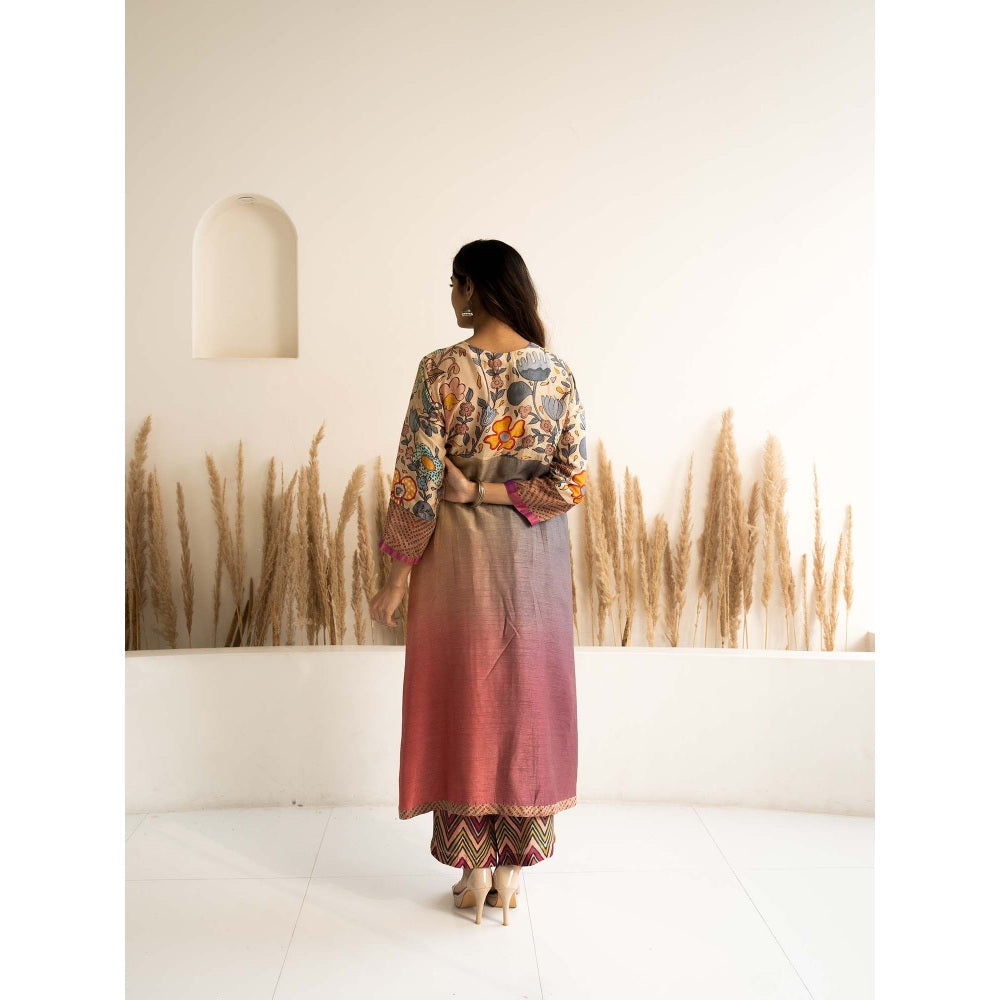 Meghna Panchmatia Beige Kurta Set with Dupatta and Pant (Set of 3)