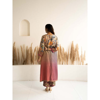 Meghna Panchmatia Beige Kurta Set with Dupatta and Pant (Set of 3)