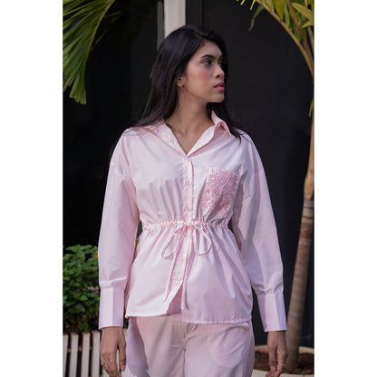 MEHAK MURPANA Baby Pink Embroidered Shirt