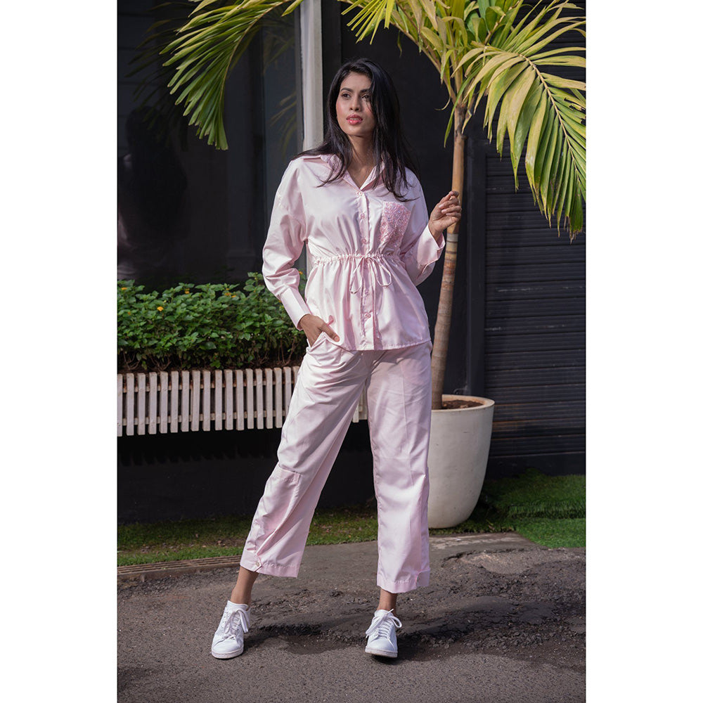 MEHAK MURPANA Baby Pink Embroidered Co Ord (Set of 2)