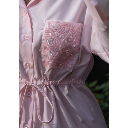 MEHAK MURPANA Baby Pink Embroidered Co Ord (Set of 2)