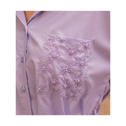 MEHAK MURPANA Lavender Shirt Dress with Belt for Women (Set of 2)