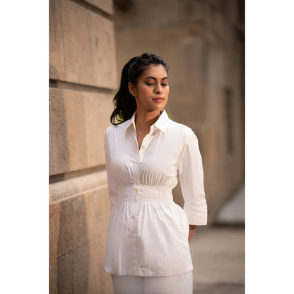 MEHAK MURPANA White Shirt With Elasticated Waist