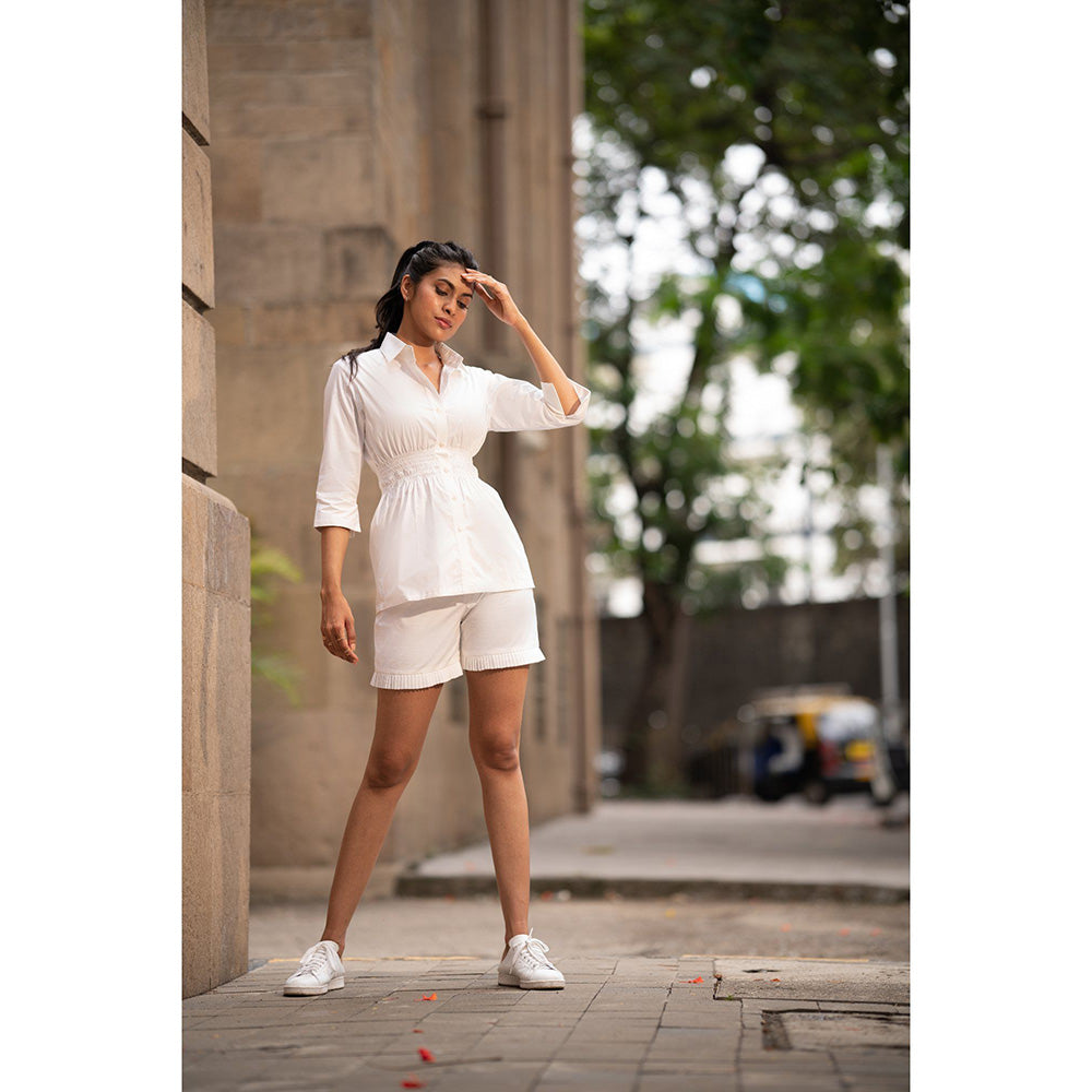 MEHAK MURPANA White Solid Co Ord (Set of 2)