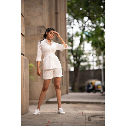 MEHAK MURPANA White Solid Co Ord (Set of 2)