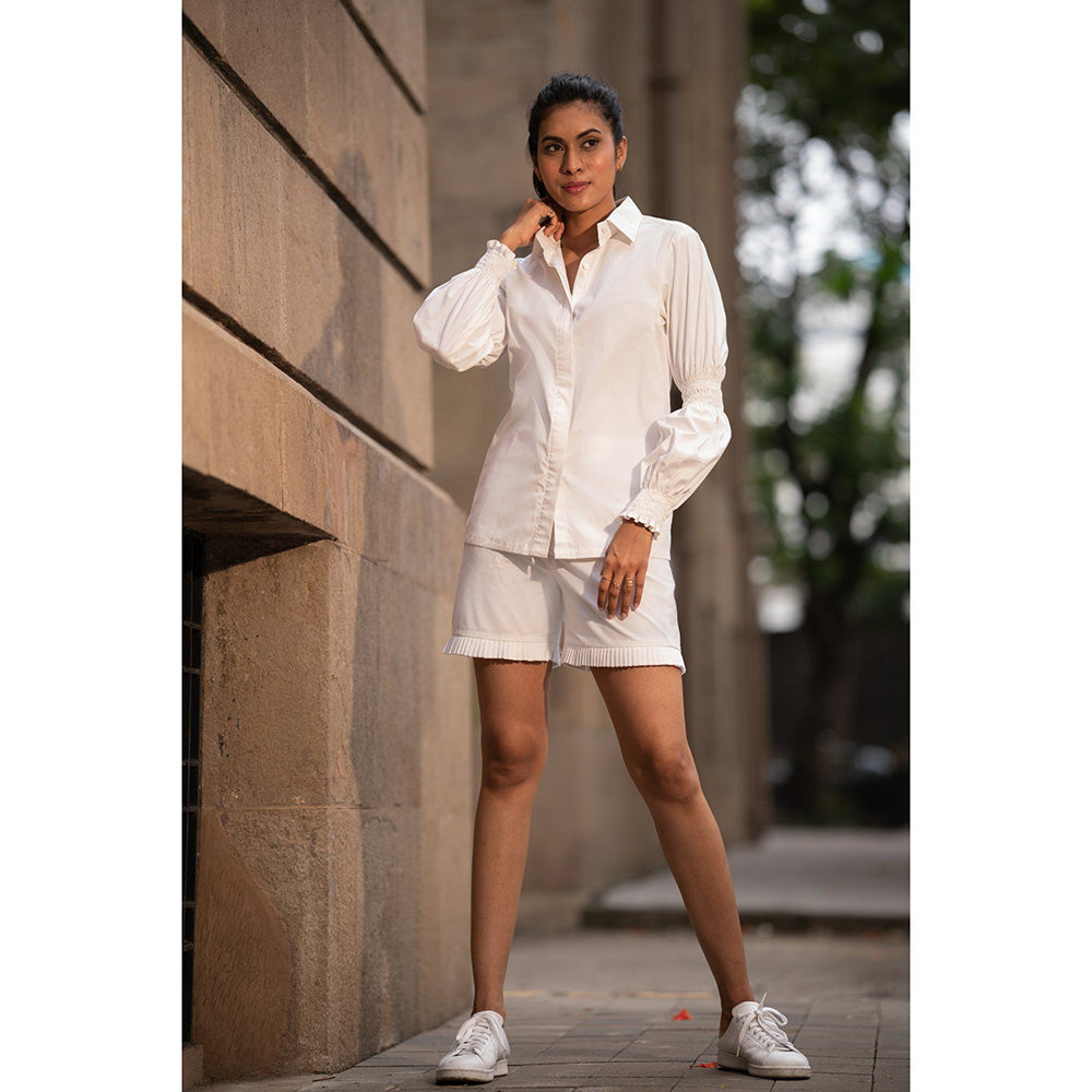 MEHAK MURPANA White Shirt With Elasticated Sleeves
