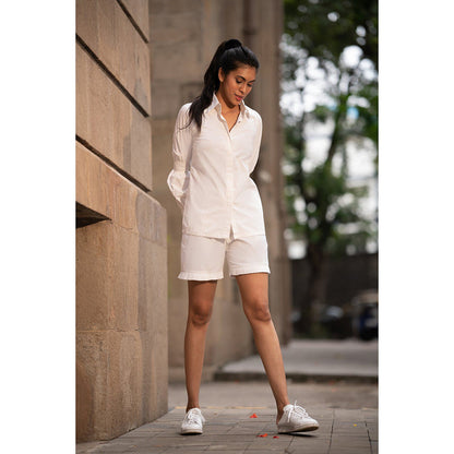 MEHAK MURPANA White Solid Co Ord (Set of 2)