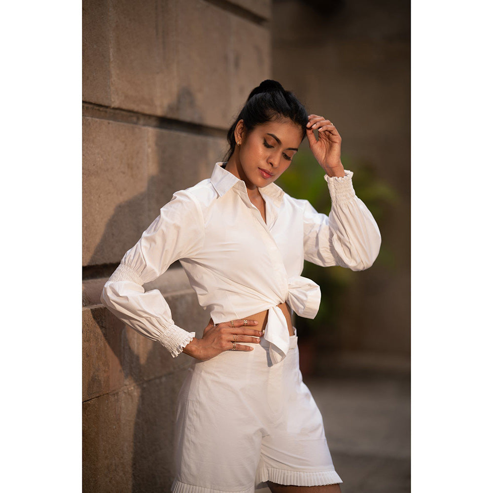 MEHAK MURPANA White Solid Co Ord (Set of 2)