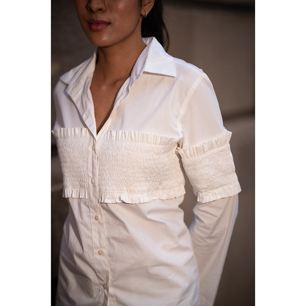 MEHAK MURPANA Solid White Co Ord (Set of 2)