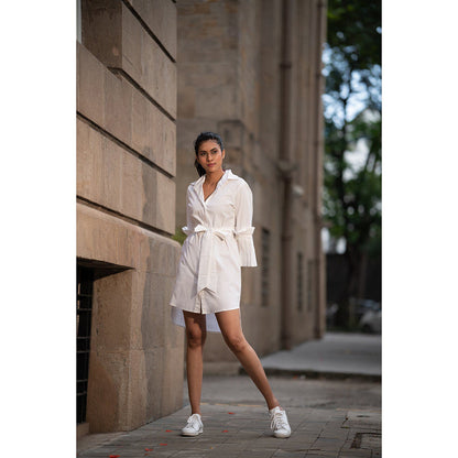 MEHAK MURPANA White Shirt Dress with Belt (Set of 2)