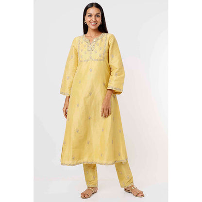 MEHAK MURPANA Daffodil Yellow Kurta and Pant (Set of 2)