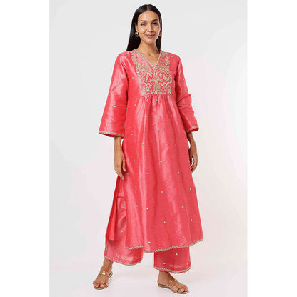 MEHAK MURPANA Coral Pink Kurta and Pant (Set of 2)