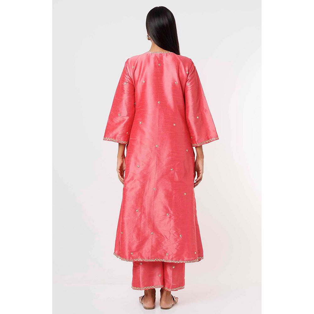MEHAK MURPANA Coral Pink Kurta and Pant (Set of 2)