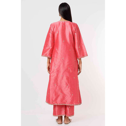 MEHAK MURPANA Coral Pink Kurta and Pant (Set of 2)