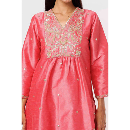 MEHAK MURPANA Coral Pink Kurta and Pant (Set of 2)