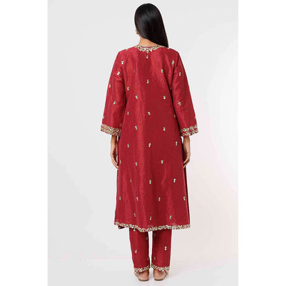 MEHAK MURPANA Raspberry Red Kurta and Pant (Set of 2)