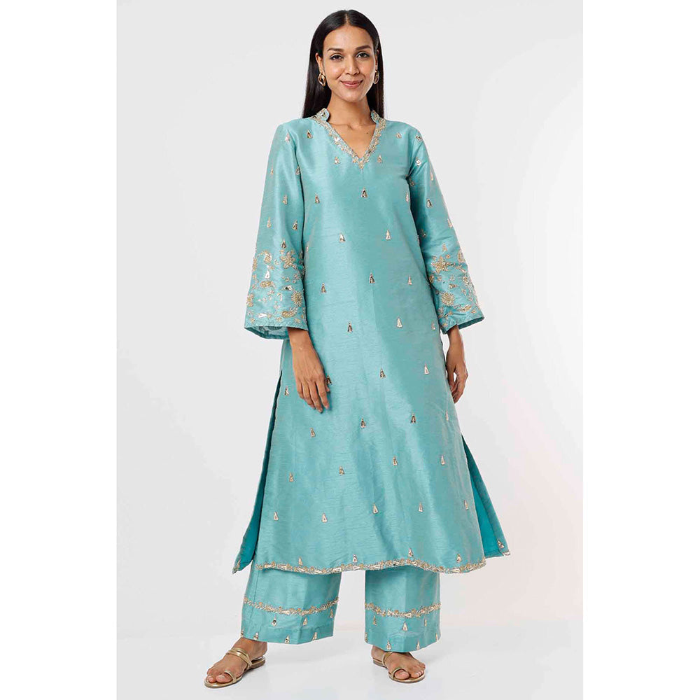 MEHAK MURPANA Sky Blue Kurta and Pant (Set of 2)
