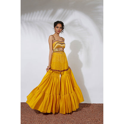 MEHAK MURPANA Yellow Sharara with Embroidered Kurti (Set of 2)