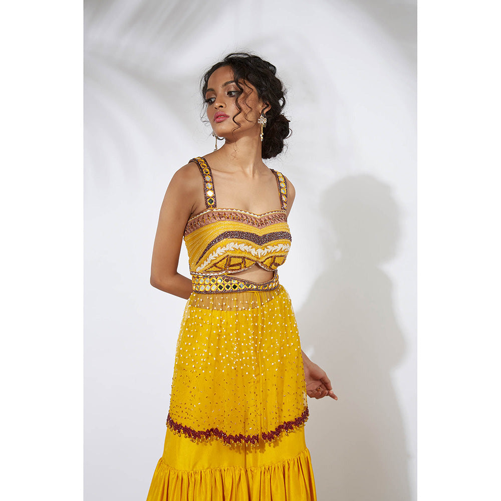 MEHAK MURPANA Yellow Sharara with Embroidered Kurti (Set of 2)