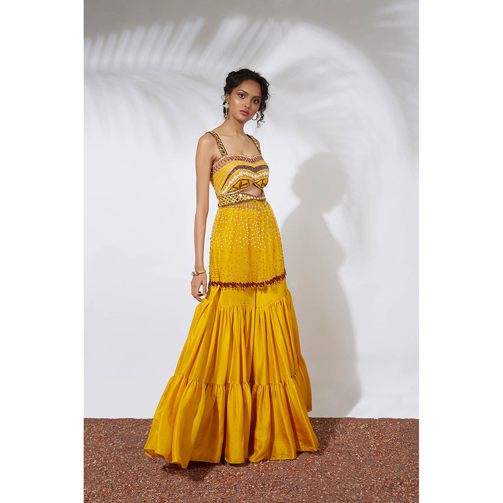 MEHAK MURPANA Yellow Sharara with Embroidered Kurti (Set of 2)