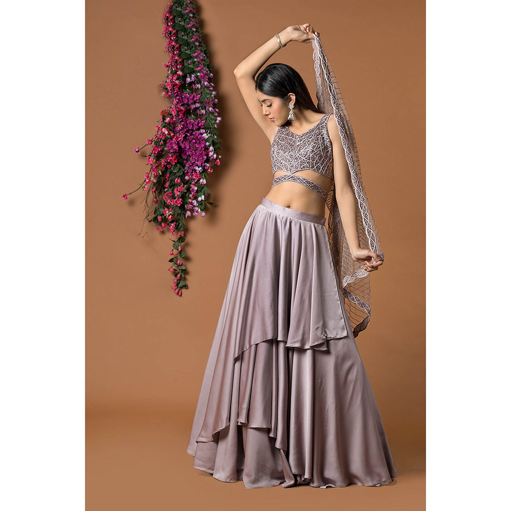 MEHAK MURPANA Purple Lehenga with Blouse (Set of 2)