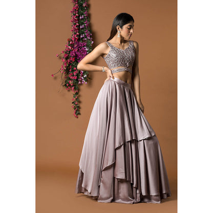 MEHAK MURPANA Purple Lehenga with Blouse (Set of 2)