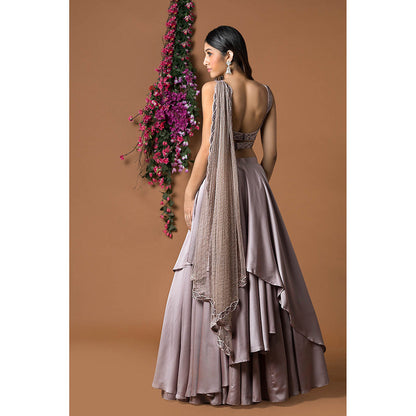 MEHAK MURPANA Purple Lehenga with Blouse (Set of 2)