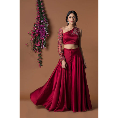 MEHAK MURPANA Red Embroidered Co-Ord (Set of 2)