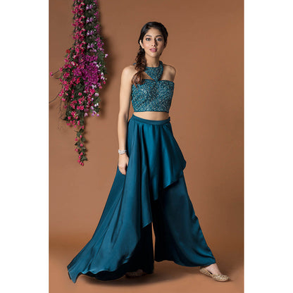 MEHAK MURPANA Teal Embroidered Co-Ord (Set of 2)