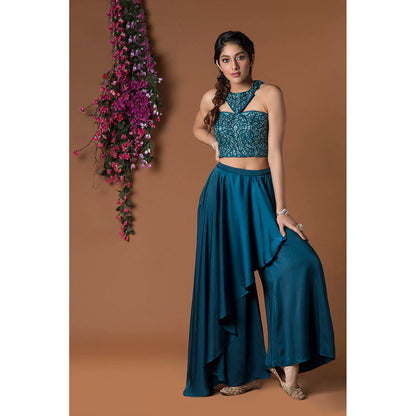MEHAK MURPANA Teal Embroidered Co-Ord (Set of 2)