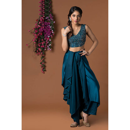 MEHAK MURPANA Teal Embroidered with Beads Co-Ord (Set of 2)