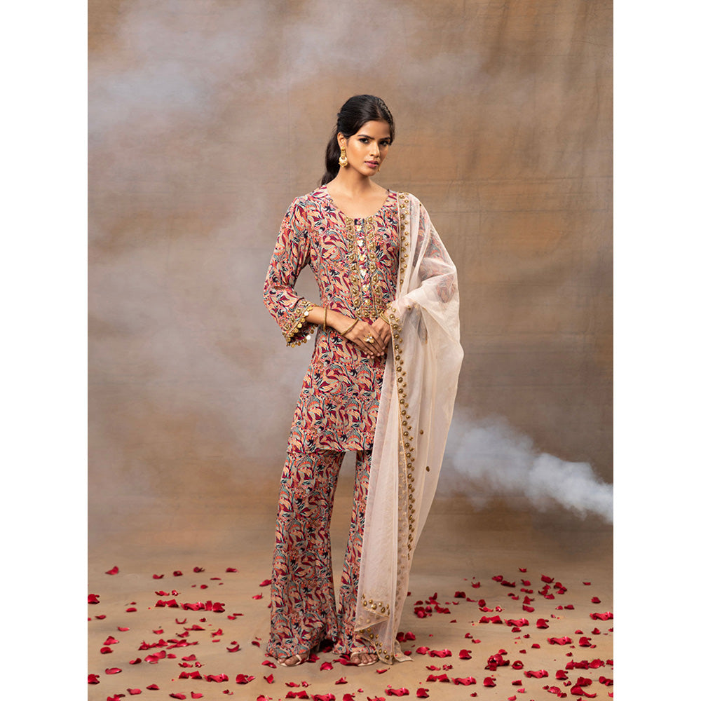 MEHAK MURPANA Multi Printed Kurta Palazzo Dupatta (Set of 3)