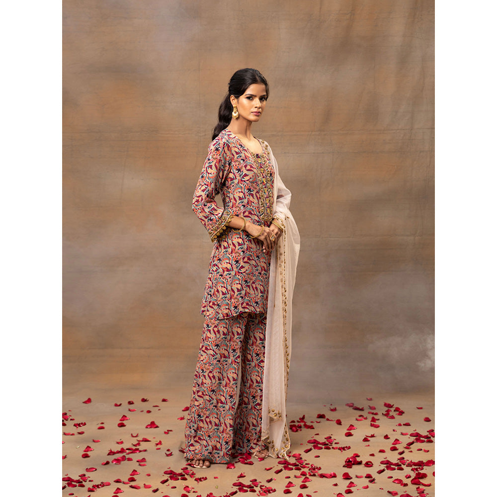 MEHAK MURPANA Multi Printed Kurta Palazzo Dupatta (Set of 3)