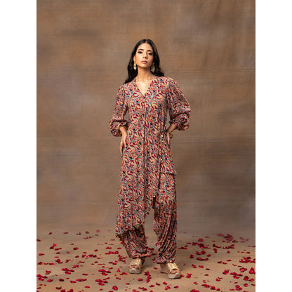 MEHAK MURPANA Multi Printed Overlap Kurta and Patiala Dhoti (Set of 2)