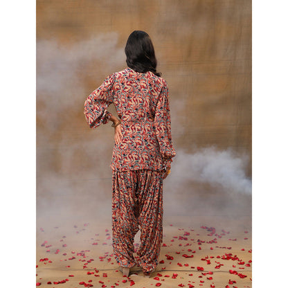 MEHAK MURPANA Multi Printed Overlap Kurta and Patiala Dhoti (Set of 2)