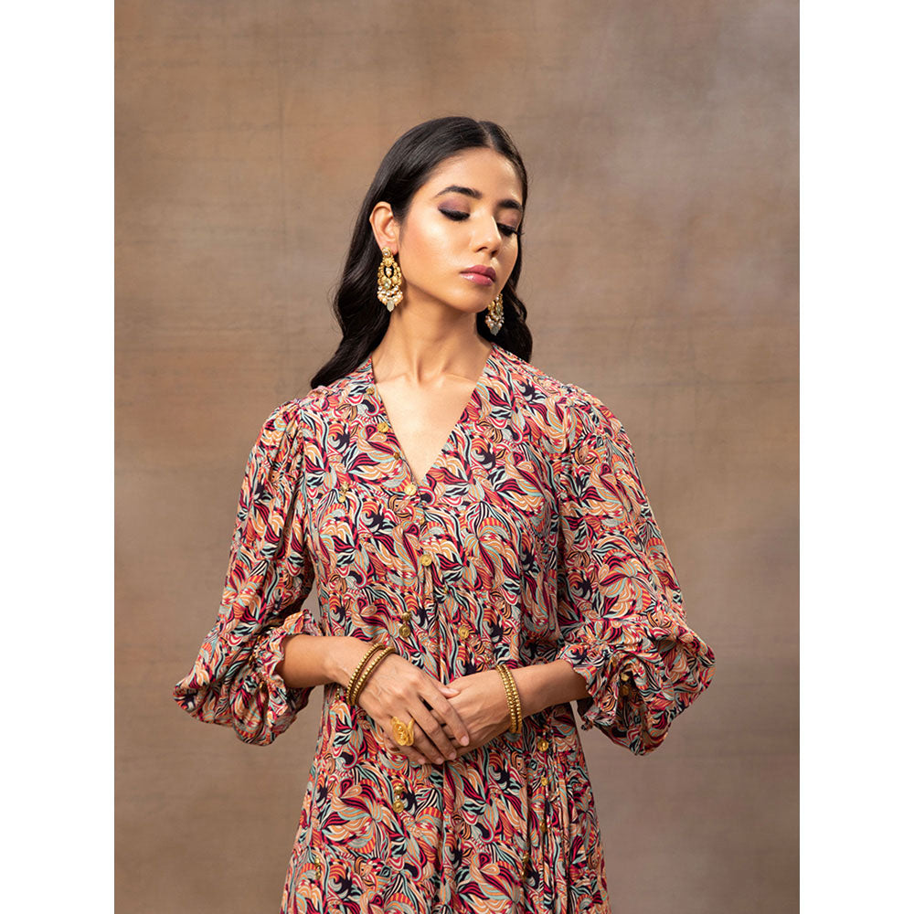 MEHAK MURPANA Multi Printed Overlap Kurta and Patiala Dhoti (Set of 2)