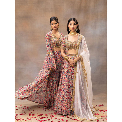 MEHAK MURPANA Multi Printed Choli Sharara and Cape (Set of 3)