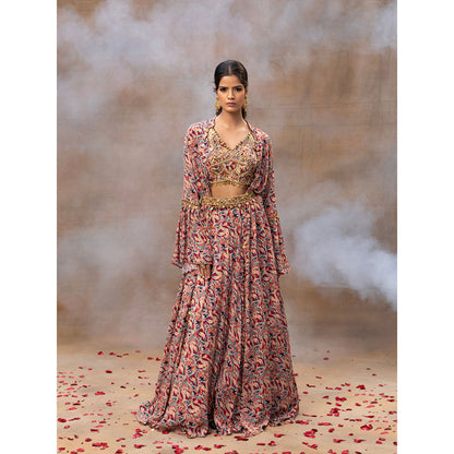 MEHAK MURPANA Multi Printed Choli Lehenga and Cape (Set of 3)
