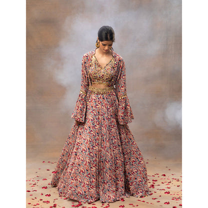 MEHAK MURPANA Multi Printed Choli Lehenga and Cape (Set of 3)
