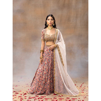 MEHAK MURPANA Ivory Printed Choli Lehenga and Dupatta (Set of 3)