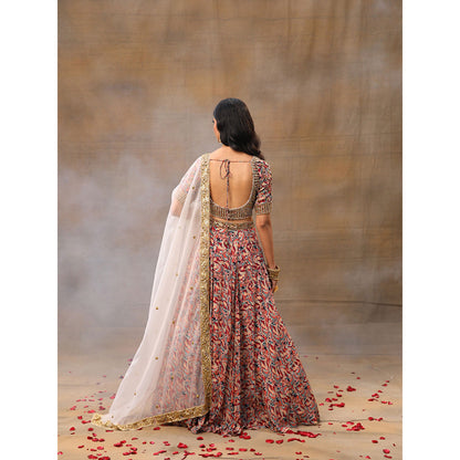 MEHAK MURPANA Ivory Printed Choli Lehenga and Dupatta (Set of 3)