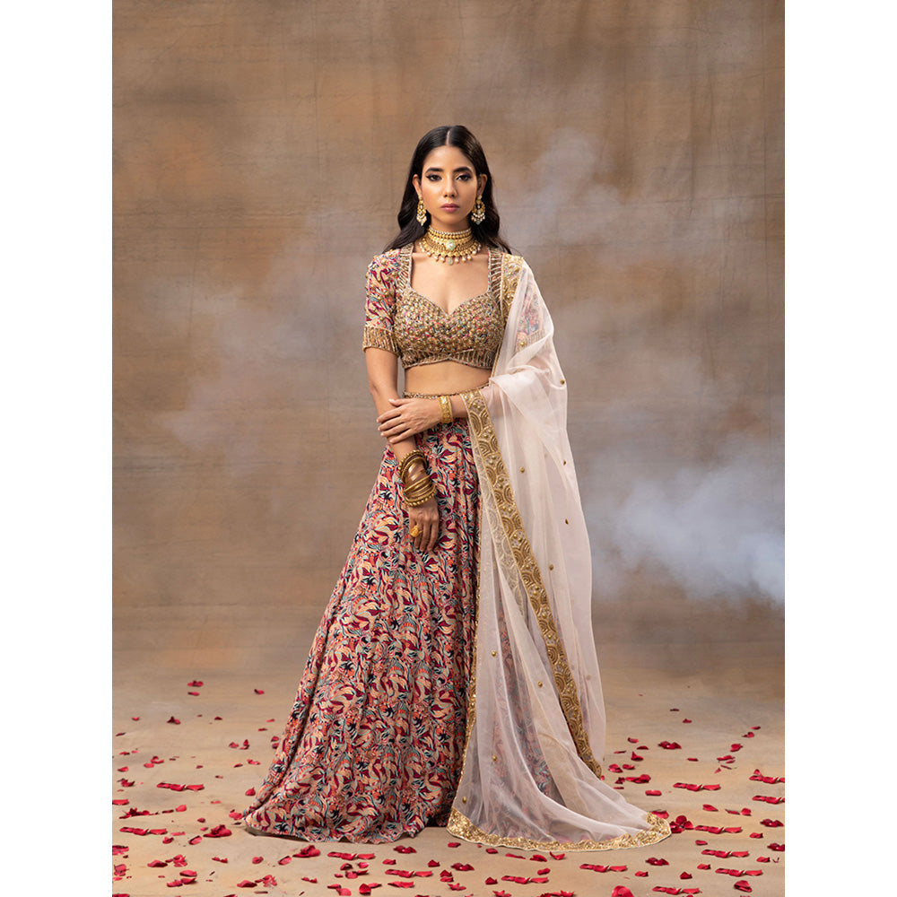 MEHAK MURPANA Ivory Printed Choli Lehenga and Dupatta (Set of 3)