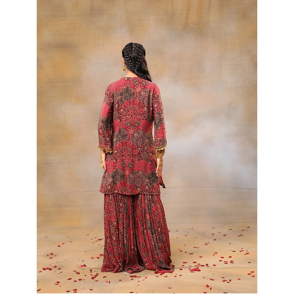 MEHAK MURPANA Pink Printed Embroidered Short Kurta Sharara (Set of 2)