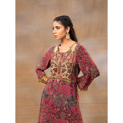 MEHAK MURPANA Pink Printed Embroidered Short Kurta Sharara (Set of 2)