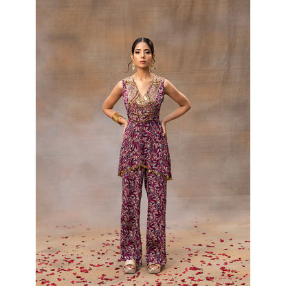 MEHAK MURPANA Purple Printed Embroidered Co-Ord (Set of 2)